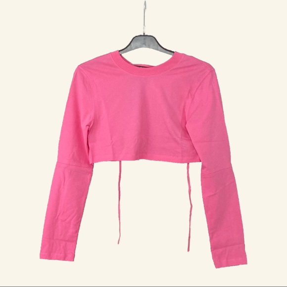New Jacquemus Le T-Shirt Piccola Cropped Long-sleeve Size Small Pink - Picture 3 of 9